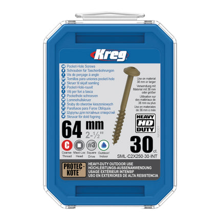 Kreg 4x HD Protec-Kote Maxi-Loc pocket hole screws 64 mm ( 4x SML-C2X250-30-INT ) coarse thread 120 pieces