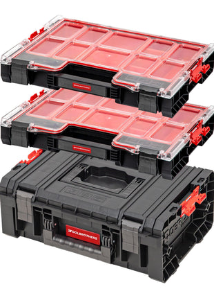 Zestaw skrzynek narzędziowych Toolbrothers RHINO L Toolbox ECO Basic 450 x 332 x 171 mm 12 l IP54 + 2x RHINO L Organiser ECO Height L Boxes 452 x 358 x 79 mm 6 l IP54