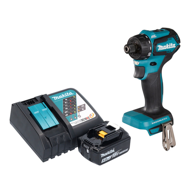 Taladro sin cable Makita DDF 083 RT1 18 V 40 Nm 1/4'' sin escobillas + 1x batería recargable 5,0 Ah + cargador