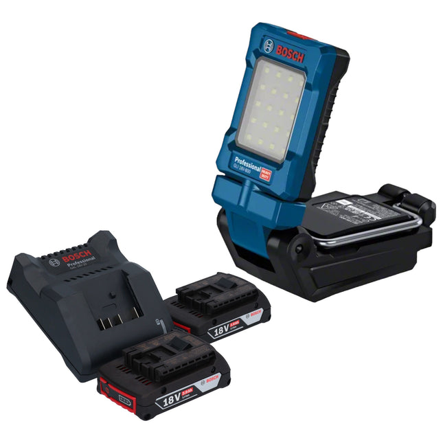 Bosch GLI 18V-800 Lampada professionale a batteria 18 V 800 lm + 2x batteria ricaricabile 2,0 Ah + caricabatterie
