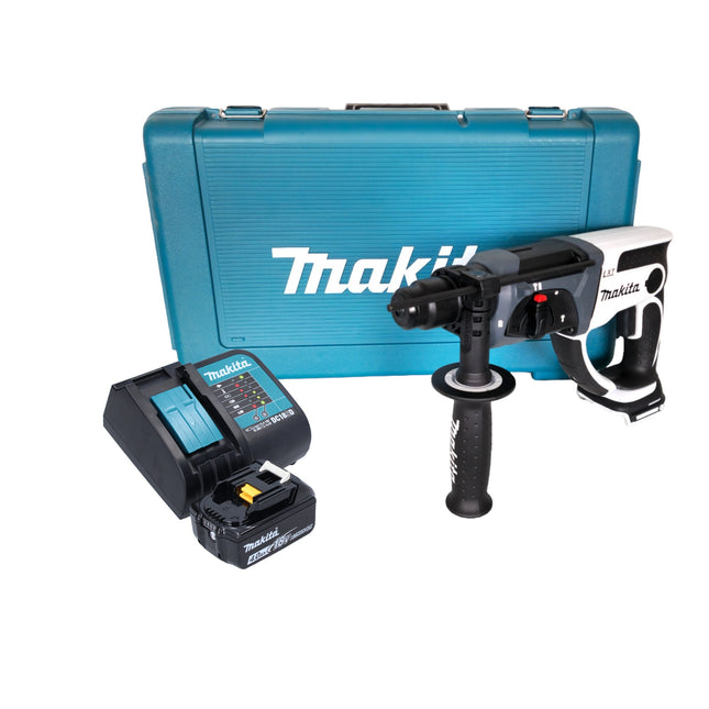 Makita DHR 202 SM1W Trapano a percussione a batteria 18 V 20 mm 2,0 J bianco + 1x batteria 4,0 Ah + caricabatterie + custodia