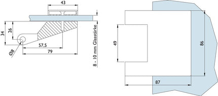 Glastürband 6315-20 ( 3000253949 ) Leichtmetall Edelstahlfarbig für 3-teillig