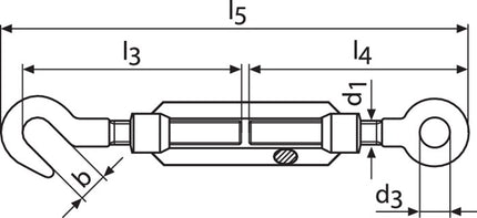 Turnbuckle DIN 1480 ( 1000120416 ) M16 Length 320 - 430 mm galvanised