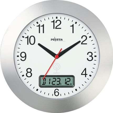 Wall clock ( 9106486630 ) Radio-controlled clock plastic matt silver numbers