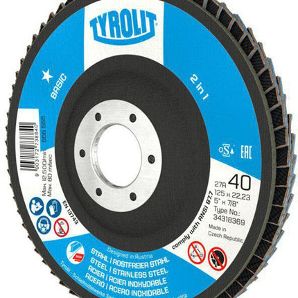 Tyrolit flap disc BASIC ( 8000757509 ) Ø 125 mm grain size 80 cranked