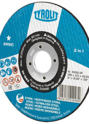 Tarcza tnąca Tyrolit BASIC ( 8000756461 ) D125x2.5mm otwór prosty 22.23 mm