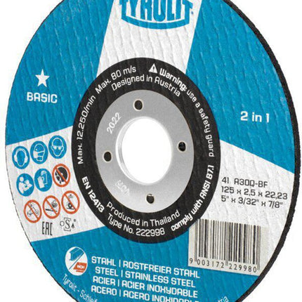 Tyrolit Trennscheibe BASIC ( 8000756461 ) D125x2,5mm gerade Bohrung 22,23 mm
