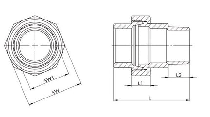 Attacco a vite Springer EN 10226-1 ( 4000000326 ) NPS=1/2 ″ L 53 mm L1=14 mm L2=15 mm