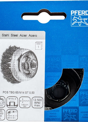 PFERD spazzola a tazza POS TBG ST ( 8000435482 ) Ø 65 mm M14 spessore del filo 0,5 mm