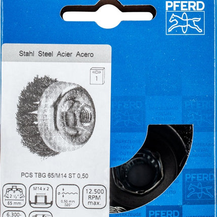 PFERD cup brush POS TBG ST ( 8000435482 ) Ø 65 mm M14 wire thickness 0.5 mm