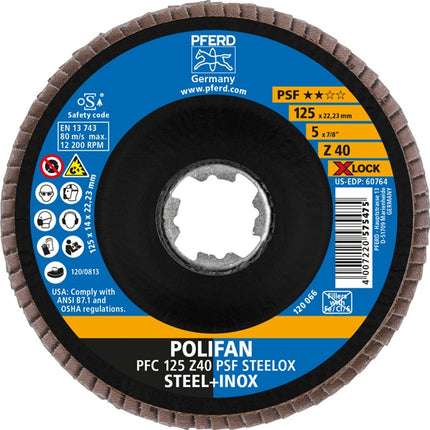 PFERD flap disc X-LOCK PSF Z STEELOX ( 4000840252 ) Ø 125 mm grain size 40 conical