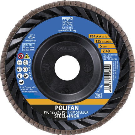 PFERD flap disc TRIM STEELOX ( 8001720482 ) Ø 125 mm grain size 40 conical