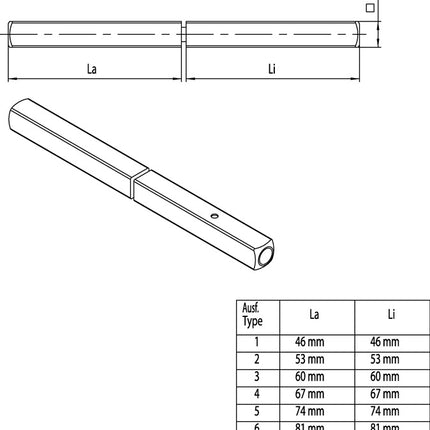 Kołek antypaniczny Ogro 120 FS SECURE ( 3000267142 ) kwadratowy 9 mm dzielony kołek pełny