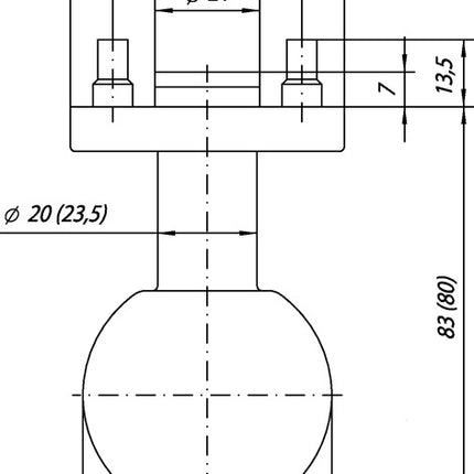 Ogro Feuerschutzkugelknopf OGRO 3548/6500 AL FS ( 3000267128 ) Aluminium F1 Vollblatt