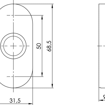 Ogro lever handle rose 6621 AL ( 3000267067 ) Aluminium F1 oval