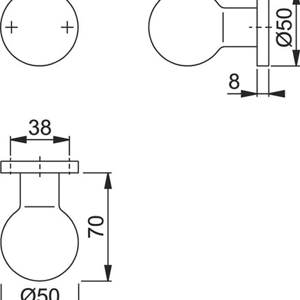 Hoppe knob rose 50/11 ( 8000348172 ) Aluminium F1 ball knob
