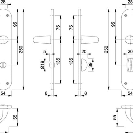 Hoppe renovation set Tôkyô 1710/3334 ( 8000348501 ) Aluminium F1 distance 78 mm