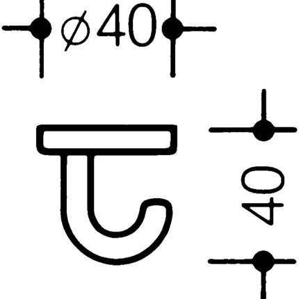 HEWI single hook 477.90.040 ( 3000206801 ) Underhead hook Projection 40 mm Height 40 mm Ø 40 mm