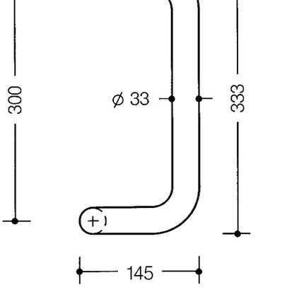 HEWI Stoßgriff 550.33BGKLT ( 8000591516 ) Polyamid Farb-Nr. 98m Länge 333 mm Breite 145 mm