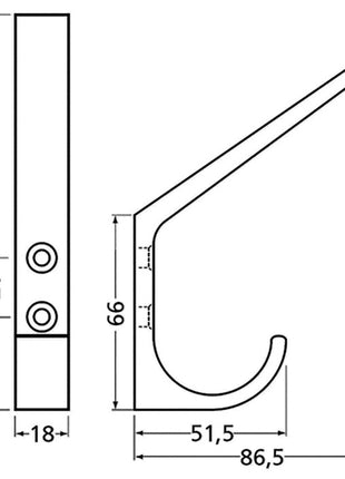 Gancio Hermeta 0148 ( 3000283275 ) singolo Sporgenza 86,5 mm Altezza 135 mm