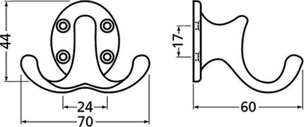 Appendiabiti Hermeta 0029 ( 3000283272 ) doppia sporgenza 60 mm altezza 47 mm