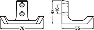 Hermeta coat hook 0033 ( 3000283274 ) double projection 55 mm height 43 mm