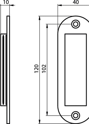 Guscio per porta scorrevole Hermeta ( 3000283375 ) alluminio nero verniciato a polvere ovale lunghezza 120 mm larghezza 40 mm