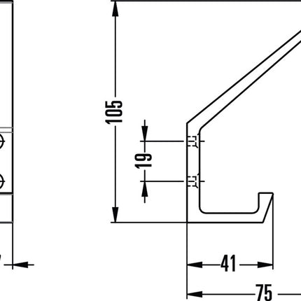 Hermeta hook 0138 ( 3000283348 ) single Projection 76 mm Height 105 mm