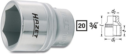 Hazet socket 1000 ( 8000466302 ) 3/4 ″ hexagon length 68.5 mm