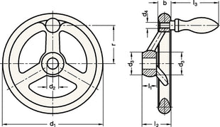 Volante Ganter GN 950 (4601000246) b 17 mm d1 140 mm d2 14 mm