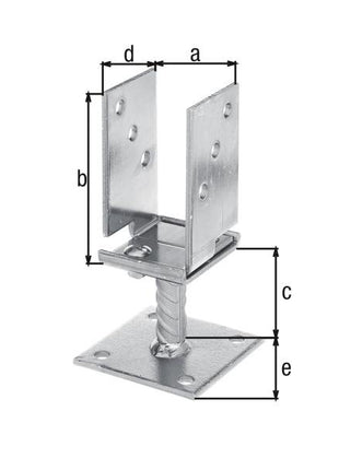 GAH Alberts Supporto per montante a U ( 8002651500 ) 71 - 131x110x70x100mm regolabile in larghezza, per avvitamento