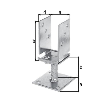 GAH Alberts U-post support ( 8002651500 ) 71 - 131x110x70x100mm width adjustable, for screwing on