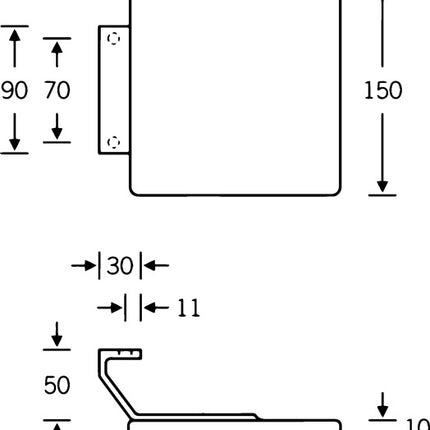 FSB Stoßgriff ( 3313102012 ) Aluminium Länge 150 mm Breite 150 mm schräg