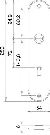 EDI Plaque de rénovation 206 Z ( 3000261353 ) Acier inoxydable F00 Distance 72 mm