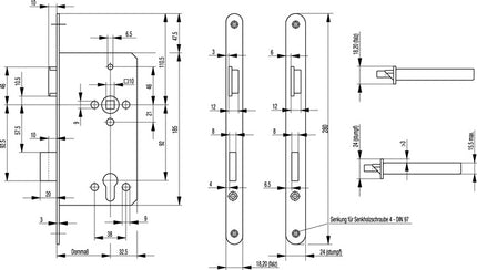Serratura da infilare BKS per porta d'ingresso 0024 ( 3322024112 ) PZW 22/55/92/10 mm DIN sinistra