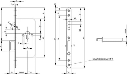 BKS Compass bolt lock 0353 ( 3000250761 ) Compass bolt / spring handle 20 x 260 mm