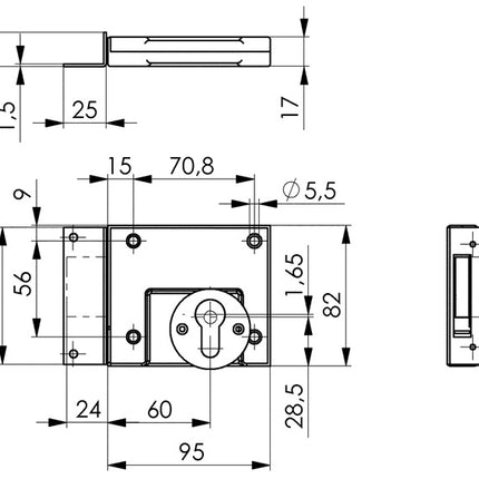 AMF deadbolt lock 49 ( 3311021059 ) DIN left / right BB backset 60 mm