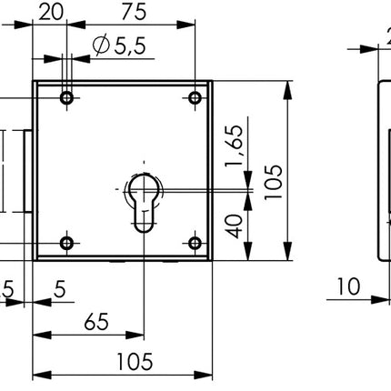 AMF Serratura per cancello a maglia 100 ( 3311021062 ) DIN destra PZ arretrato 65 mm