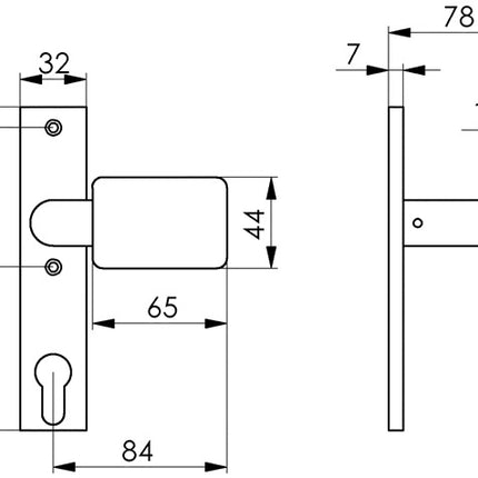 AMF door knob short plate 486Z ( 3311121003 ) fixed square 8 mm