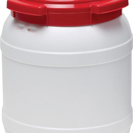 Wide neck drum ( 9000450101 ) 15.0 l PE white with red lid Filling opening-Ø 204 mm