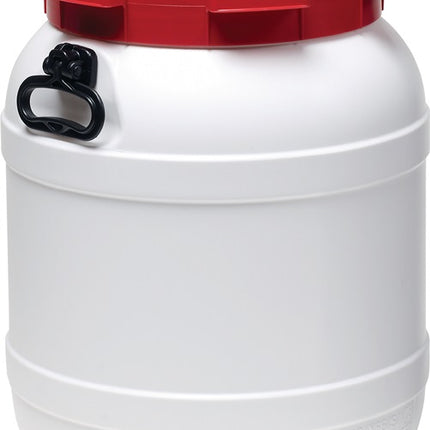 Weithalsfass ( 9000450104 ) 55,0 l PE weiß mit rotem Deckel Einfüllöffnung-Ø 282 mm