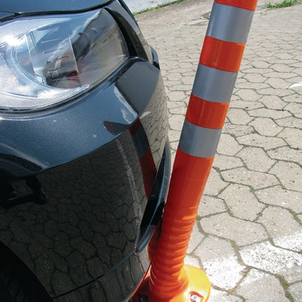 Słupek bariery ( 9000490026 ) plastikowy pomarańczowy/biały Ø 80 mm z materiałem mocującym