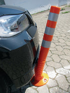 Słupek bariery ( 9000490026 ) plastikowy pomarańczowy/biały Ø 80 mm z materiałem mocującym