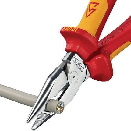 Szczypce uniwersalne z noskiem igłowym Knipex ( 8002875246 ) długość 185 mm chromowane VDE