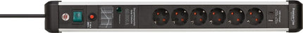 Regleta Brennenstuhl Premium-Protect-Line ( 8001718837 ) 16 A 230 V negro/plata 3 m PVC 1,5 mm²