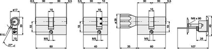ABUS Cylindre double profilé EC660NP ( 3000280160 ) 50/60 mm Nombre de clés 3 combinaisons différentes