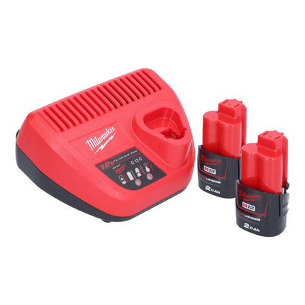 Soldador sin cable Milwaukee M12 SI-202 12 V 400 °C cabezal bloqueable + 2x batería recargable 2,0 Ah + cargador