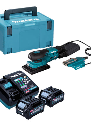 Makita BO 005 CGD201 Akku Schwingschleifer 40 V max 80 x 130 mm 3 0 mm Hub Brushless 2x Akku 2 5 Ah Ladegeraet Makpac 0 - toolbrothers