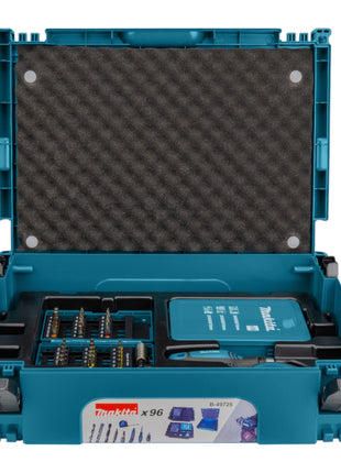 Makita B-49725 96-częściowy zestaw wierteł + Makpac (nóż tnący, taśma miernicza, wkrętak z grzechotką, uchwyt na bity)