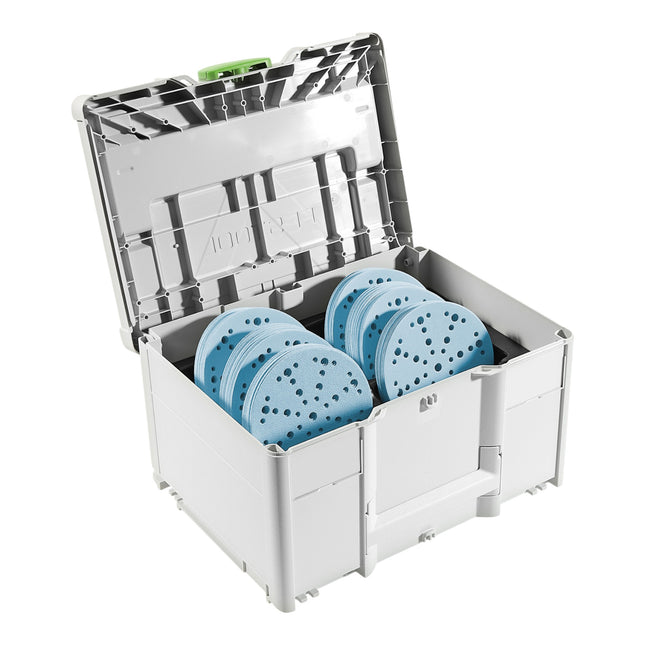 Festool Granat D150 GR SYS set di abrasivi P60 - P220 120 pezzi ( 578192 ) + Systainer per RO 150, ES 150, ETS 150, ETS EC 150, LEX 150, WTS 150
